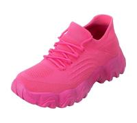 Zapatillas de deporte negras para mujer, monocolor, modernas, con plantilla suave, transpirables, cómodas, ligeras, antideslizantes, para exteriores, para mujer, Rosa intenso., 39 EU
