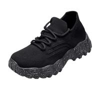 Zapatillas de deporte negras para mujer, monocolor, modernas, con plantilla suave, transpirables, cómodas, ligeras, antideslizantes, para exteriores, para mujer, Negro , 36 EU