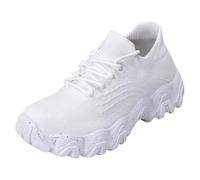 Zapatillas de deporte negras para mujer, monocolor, modernas, con plantilla suave, transpirables, cómodas, ligeras, antideslizantes, para exteriores, para mujer, Blanco, 36 EU