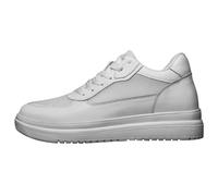 Zapatillas de deporte para hombre, 10 cm, de piel y malla, zapatillas de cuña, estilo Basket blanco, zapatillas de deporte, zapatillas con cordones, tenis de skate, suela gruesa para caminar, verano