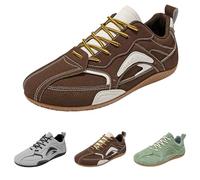 Zapatillas de deporte para hombre, ante con suela plana, antideslizantes, para el tiempo libre, para caminar, para exteriores, de un solo color, cómodas, café, 39 EU