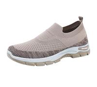 Zapatillas de deporte para hombre, color negro, sin cordones, de seguridad, cómodas, transpirables, de malla, con pies anchos, ligeras, para caminar, zapatillas de correr, caqui, 44 EU