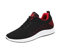 Zapatillas de deporte para hombre, color negro, zapatos bajos con cordones, ligeros, transpirables, zapatos de fitness, zapatos planos para correr, deportivos, anchos, cómodos, informales