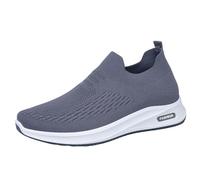 Zapatillas de deporte para hombre, de malla, ligeras, sin cordones, de verano, deportivas, de un solo color, transpirables, antideslizantes, gris oscuro, 43 EU