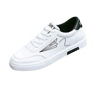 Zapatillas de deporte para hombre, informales, ligeras, cómodas, bajas, planas, modernas, con cordones, para senderismo, negocios, trotar, clásicas, al aire libre, antideslizantes, White, 39 2/3 EU