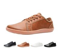 Zapatillas de deporte para hombre Oxfords con cordones, zapatos descalzos, de piel, minimalistas, al aire libre, para correr, caminar, entrenar, marrón, 46 EU