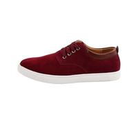 Zapatillas de deporte para hombre, planas, informales, de ante, antideslizantes, con cordones, zapatillas de deporte con cordones, color sólido, cómodas, para correr, para correr, tallas grandes, rojo