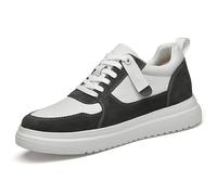 Zapatillas de deporte para hombre realzantes de 10 cm de piel, zapatos de skate bajos, estilo Basket blanco, zapatillas de cuña con cordones con suela gruesa, tenis urbanos de punta redonda para