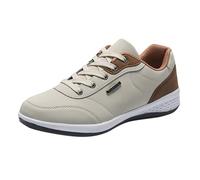 Zapatillas de deporte para hombre, suela plana, zapatillas deportivas con cordones, ligeras, transpirables, antideslizantes, cómodas, informales, beige, 39 EU