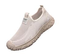 Zapatillas de deporte para hombre, transpirables, de malla hueca, con soporte de arco, gruesas, antideslizantes, atléticas, ligeras, cómodas, ortopédicas, informales, sin cordones, planas, de cuña