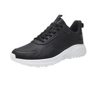 Zapatillas de deporte para hombre, zapatillas de correr para hombre, de piel, antideslizantes, suela plana, zapatillas de correr, ligeras, de un solo color, con cordones, cómodas, informales, Blanco