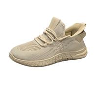 Zapatillas de deporte para hombre, zapatillas de gimnasio, antideslizantes, de malla, transpirables, amortiguación, zapatos de verano, ligeros, suaves, para correr por carretera, beige, 42 EU