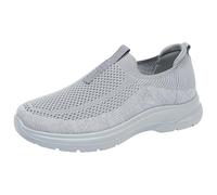 Zapatillas de deporte para hombre, zapatillas deportivas de malla, tallas grandes, zapatos de caminar, transpirables, ortopédicos, informales, monocolor, clásicos, para personas mayores, gris, 38 EU