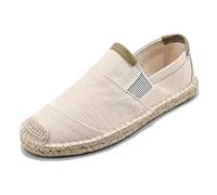 Zapatillas de deporte para hombre Zapatos casuales de lino transpirables zapatillas de deporte elegantes alpargatas de pescador para el día a día, beige, 41 EU