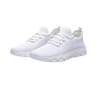 Zapatillas de deporte para hombre, zapatos de correr anchos, de malla, transpirables, con cordones, zapatillas de verano, ligeras, para correr, para correr, para correr, para hombre, Blanco, 44 EU