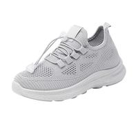 Zapatillas de deporte para mujer, color negro, 39, de malla, con suela suave, cordones, ligeras, monocolor, minimalistas, gris, 41 EU