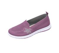 Zapatillas de deporte para mujer, cómodas, transpirables, de malla, ligeras, informales, de punto, para caminar, fáciles de cerrar, de ajuste ancho, mocasines ligeros sin cordones, Purple, 38.5 EU