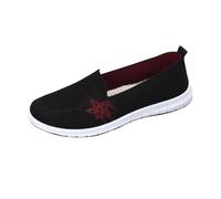 Zapatillas de deporte para mujer, cómodas, transpirables, de malla, ligeras, informales, de punto, para caminar, fáciles de cerrar, de ajuste ancho, mocasines ligeros sin cordones, Black, 37 EU