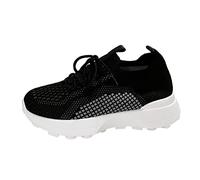 Zapatillas de deporte para mujer, de ajuste ancho, con cuña, para caminar, ocio, viajes, suela suave, zapatos cómodos para exteriores, de malla, para correr, deportes a la moda, zapatos transpirables