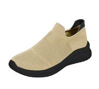 Zapatillas de deporte para mujer, de malla, para tiempo libre, con suela suave, para hombres y mujeres. Entrenadores transpirables, caqui, 38.5 EU
