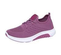 Zapatillas de deporte para mujer, de tela, ligeras, de malla, cómodas, antideslizantes, para exteriores, transpirables, para senderismo, tenis, morado, 38