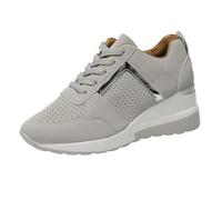 Zapatillas de deporte para mujer, elásticas, transpirables, ligeras, con cordones, para correr, para el tiempo libre, para caminar, amortiguación, zapatillas de fitness, Ceniza Claro, 43 EU