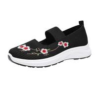 Zapatillas de deporte para mujer, malla ligera, amortiguación elevada, zapatos planos, exquisitos, para aliviar el dolor, zapatos para caminar de un solo color, frente cerrado, zapatos planos para el