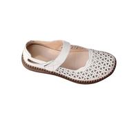 Zapatillas de deporte para mujer, para aliviar el dolor, exquisitas, antideslizantes, planas, de un solo color, sin manos, para uso diario, exterior e interior, Blanco, 37 EU