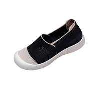 Zapatillas de deporte para mujer, sin cordones, ligeras, antideslizantes, cómodas, transpirables, de punto, de malla, informales, a la moda, Black, 39.5 EU
