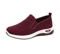 Zapatillas de deporte para mujer, suela blanca, sin cordones, para verano, con plantilla suave, cómodas, transpirables, ligeras, sin cordones, para el tiempo libre, rojo, 37 EU