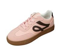 Zapatillas de deporte para mujer, zapatillas de deporte, de piel, elegantes y cómodas, con suela plana, zapatillas de fitness, tallas grandes, con contraste de color, zapatos de mujer, Rosa., 38 EU