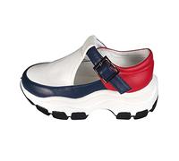 Zapatillas de deporte para mujer, zapatillas de deporte, informales, para mujer, huecas, dobles, con hebilla, cinturón de zapatillas, color blanco, Blanco, 40.5 EU