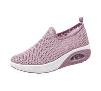 Zapatillas de deporte para mujer, zapatillas de deporte para el tiempo libre, para mujer, para viajes, suela suave, zapatos cómodos, de malla, para correr, deportes, transpirables, sin cordones, Rosa