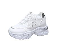Zapatillas de deporte para mujer, zapatillas deportivas versátiles con suela gruesa y cordones de malla para el tiempo libre al aire libre, estudiantes papás entrenadores transpirables, plata, 40 EU