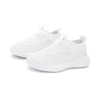 Zapatillas de deporte para niña, transpirables, ligeras, para uso diario, ocio, correr, caminar, actividades al aire libre, suela flexible, cómoda de apoyo, edades 5 a 12, Blanco, 35.5 EU