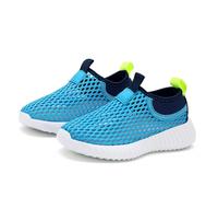 Zapatillas de deporte para niña, transpirables, ligeras, para uso diario, ocio, correr, caminar, actividades al aire libre, suela flexible, cómoda de apoyo, edades 5 a 12, azul celeste, 30 EU