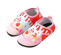 Zapatillas de Deporte para niñas pequeñas Antideslizantes Secado rápido Estampados Cierre fácil Uso Diario con diseño Divertido Ligero Transpirable (Red, 23-24 Little Child)