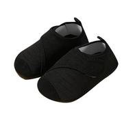 Zapatillas de Deporte para niñas pequeñas con Antideslizante Secado rápido Estampados Divertidos Cierre fácil Uso Diario (Black, 24-25 Little Child)