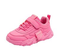 Zapatillas de deporte para niñas, transpirables, con soporte de arco y cordones, de malla, antideslizantes, transpirables, color nude, zapatos planos para caminar, hot pink, 28.5 EU