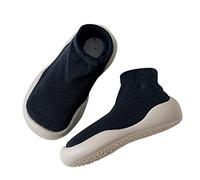 Zapatillas de deporte para niños calcetines de piso de primavera bebé casa calcetines de piso suela de goma suave zapatos de bebé niño de punto entrenadores de bebé, Negro , 21 EU