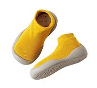 Zapatillas de deporte para niños calcetines de piso de primavera bebé casa calcetines de piso suela de goma suave zapatos de bebé niño de punto entrenadores de bebé, amarillo, 22.5 EU