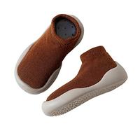 Zapatillas de deporte para niños calcetines de piso de primavera bebé casa calcetines de piso suela de goma suave zapatos de bebé niño de punto entrenadores de bebé, marrón, 23 EU