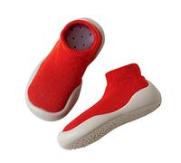 Zapatillas de deporte para niños calcetines de piso de primavera bebé casa calcetines de piso suela de goma suave zapatos de bebé niño de punto entrenadores de bebé, rojo, 25 EU