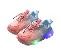 Zapatillas de deporte para niños, efecto degradado, función luminosa, con cordones, suelas suaves, estilo para niños, ocio, deportes, parque de juegos, zapatillas para niños y niñas, 02 Rosa, 28 EU