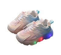 Zapatillas de deporte para niños, efecto degradado, función luminosa, con cordones, suelas suaves, estilo para niños, ocio, deportes, parque de juegos, zapatillas para niños y niñas, 03 blanco., 25 EU