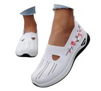 Zapatillas de deporte sin cordones para mujer, zapatillas para caminar, zapatillas deportivas y de moda, zapatillas ortopédicas para mujer, malla ligera y transpirable, blanco, 39 EU