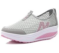 Zapatillas De Deporte Zapatos Respirado Ligero Malla Talla 35-42 Mujeres Deporte Running Zapatillas Sacudir Casual Zapatos Height-Increasing Sneaker Gris 2