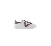 Zapatillas De Efecto Piel Victoria Tenis Con Logotipo Y Trasera De Glitter Y Cordones A Juego MKP