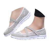 Zapatillas de encaje transpirable con tira elástica para mujer, calzado casual ligero con suela amortiguada, ideal para verano y caminatas, con confort, estilo fresco y versatilidad.