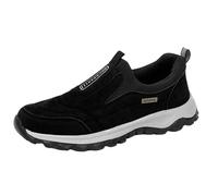 Zapatillas de escalada para hombre, color sólido, antideslizantes, para caminar, de tela duradera, suela gruesa, acolchada, para senderismo, camping, uso diario, Black, 42.5 EU